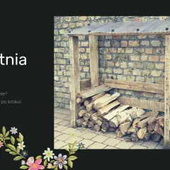 Prosty projekt: jak zbudować drewutnię. Drewno ułożone w prostej drewutni, gotowe na zimę.