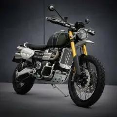 Motocicleta Triumph Scrambler, inspirada en el espíritu de aventura de Steve McQueen, con su diseño robusto y estilo clásico.