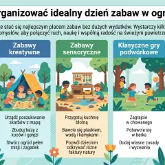 Pomysły na zabawy dla dzieci w ogrodzie: ruchowe, kreatywne, sensoryczne, gry podwórkowe i piknik.
