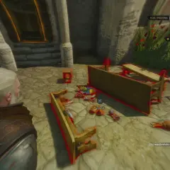 Geralt prowadzi rekonstrukcję zniszczonej posiadłości, używając wiedźmińskich zmysłów.