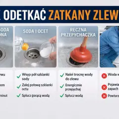 Jak odetkać zatkany zlew? Sposoby: soda i wrzątek, soda i ocet, przepychaczka. Gdy woda nie spływa, pojawia się zapach lub zatory, szukaj pomocy.
