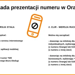 Blokada prezentacji numeru w Orange: zarządzanie CLIR stałym przez internet/aplikację lub *500, a CLIR ruchomym przez infolinię (*100 lub *600) lub numery 510100100/510600600.