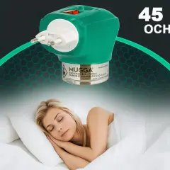 Mugga elektro chroni przed komarami przez 45 dni. Kobieta śpi spokojnie, chroniona przez urządzenie.