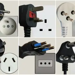 Różne rodzaje gniazdek elektrycznych i wtyczek z całego świata.