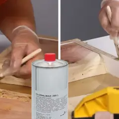 Applicazione di un agente distaccante su uno stampo, per mostrare su cosa non attacca la resina epossidica.