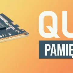 Pamięć RAM na tle pomarańczowym. Obok napis "QUIZ PAMIĘĆ RAM". Sprawdź swój test na pamięć krótkotrwałą!