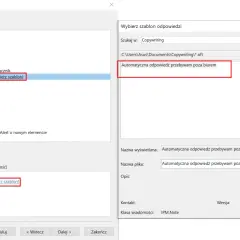 Ustawienie reguły automatycznej odpowiedzi na wiadomości, wykorzystując szablon "Automatyczna odpowiedź przebywam poza biurem".