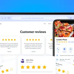 Opinia o produkcie: pozytywne recenzje pizzy Localo na stronie internetowej i w aplikacji mobilnej.