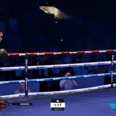 Muhammad Ali and Deontay Wilder face off in the ring. Ali, in white shorts, prepares for an eight punch combo.