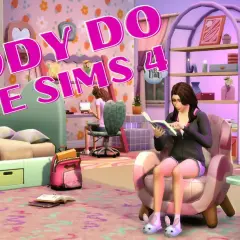Jak edytować sima podczas gry Sims 4 kodem? W pokoju pełnym różu i pastelowych kolorów, simka czyta książkę.