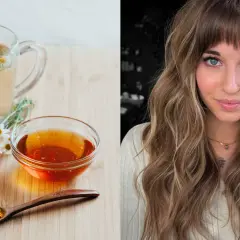 Té de manzanilla, miel y cúrcuma, ingredientes naturales para aclarar el pelo.
