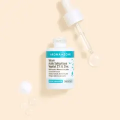 Sérum Aroma-Zone à l'acide salicylique végétal 2% & Zinc pour une peau nette. Une goutte de soin pour désincruster et resserrer les pores.