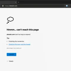 Strona domain.com nie odpowiada, wystąpił błąd ERR_CONNECTION_TIMED_OUT. Sprawdź połączenie.