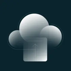 Icônes abstraites représentant un **sauvegarde cloud** avec une flèche pointant vers le haut.