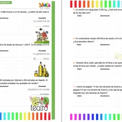 Problemas matemáticos de 6º de Primaria: cálculo de ventas, ganancias, entradas y pesos.