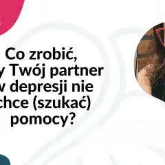 Kobieta w okularach i z tatuażem na piersi, obok tekst o depresji.