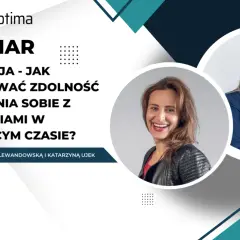 Webinar ProOptima o rezyliencji: jak budować odporność na trudności w stresujących czasach. Dwie uśmiechnięte kobiety.