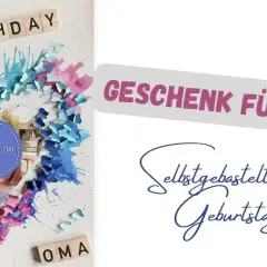 Eine selbstgebastelte Karte mit Schmetterlingen und Fotos für Oma. Perfekt, um zu zeigen, was man mit seiner Oma machen kann zuhause: Kreativ sein!
