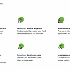 BPI France propose un prêt vert pour financer la mobilité durable, les diagnostics environnementaux, les équipements, la formation, le recyclage et les énergies vertes.