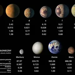 Porównanie planet poza układem słonecznym TRAPPIST-1 z planetami Układu Słonecznego.
