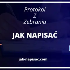 Protokół z zebrania: jak napisać dokument. Ilustracja przedstawia człowieka piszącego, a także ikonę dokumentu z podpisem.