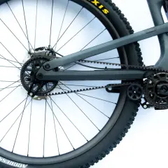 Rower bez łańcucha, z napędem paskowym Carbon Drive. Widok tylnego koła i mechanizmu korbowego Pinion.