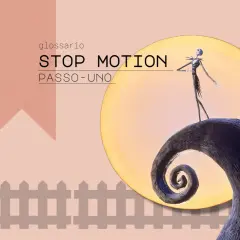 Jack Skeletron su una collina a spirale, sotto una luna gialla. Un'icona di animazione stop motion.