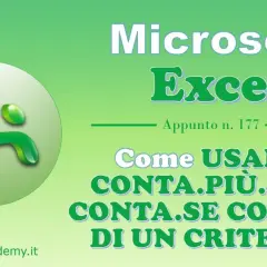 Logo Microsoft Excel e tutorial su come usare conta.più.se e conta.se con più criteri per contare celle.