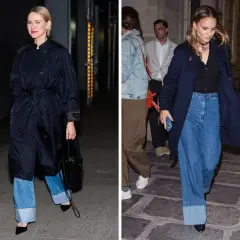 Naomi Watts i Natalie Portman pokazują, jak podwijać nogawki w jeansach, tworząc modny look. Szerokie mankiety dodają stylu.