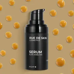 Serum z alfa-arbutyną od Rue de Skin. Składnik ten, arbutyna w kosmetyce, rozjaśnia skórę.