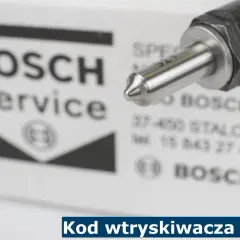 Precyzyjny kod wtryskiwacza Bosch, widoczny na opakowaniu i samym elemencie, gwarantuje jego autentyczność i jakość.