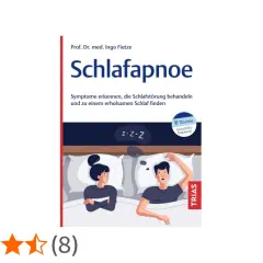 Buchcover: "Schlafapnoe". Ein Mann schnarcht, seine Partnerin ist genervt. Hilft bei Schlafstörungen.