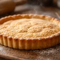 Tarte dorée sortant du four, prête à être dégustée. Une invitation à réaliser la recette pâte sablée traditionnelle.