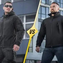 Mężczyźni w kurtkach softshell. Dowiedz się, softshell na jakie temperatury sprawdzi się najlepiej w chłodne dni.