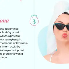 Krok 3: Ochrona skóry przed słońcem. Pamiętaj o kremie z filtrem UV, który jest ważny w pielęgnacji przy trądziku różowatym.