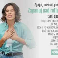Kobieta z bólem w klatce piersiowej. Wskazówki jak zapanować nad refluksem, w tym jakie warzywa przy refluksie jeść.