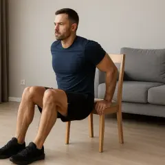 Homme faisant des dips chaise pour renforcer ses triceps.