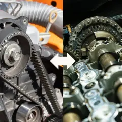 Comparación de un motor con correa de distribución y uno con cadena. ¿Cuántas correas tiene un coche?