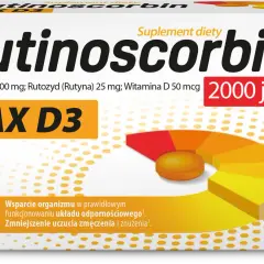 Rutinoscorbin MAX D3, 60 tabletek. Witamina C, rutozyd, witamina D 2000 j.m. Wsparcie odporności. Sprawdź rutinoscorbin dawkowanie.