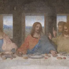 Leonardo da Vinci malte das letzte Abendmahl. Jesus und seine Jünger sitzen an einer Tafel.