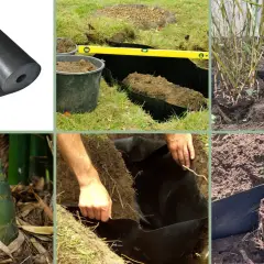 Schritt-für-Schritt-Anleitung, wie man eine Wurzelsperre einbaut, um Bambuswachstum zu kontrollieren.