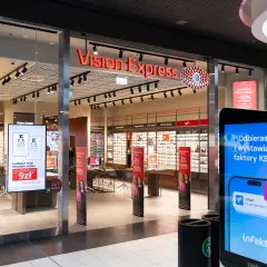 Witryna sklepu Vision Express z ofertą badań wzroku i okularów.