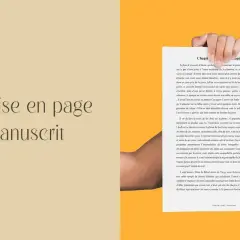 La mise en page d'un livre manuscrit, avec des mains tenant le texte imprimé.