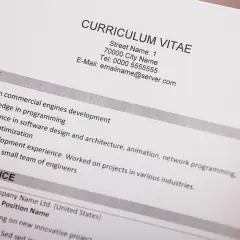 Fragment dokumentu Curriculum Vitae z danymi kontaktowymi i podsumowaniem doświadczenia zawodowego.