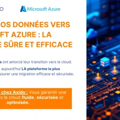 Illustration d'un exemple de cloud computing avec un nuage bleu lumineux sur un circuit imprimé. Axido et Microsoft Azure proposent une migration de données efficace.