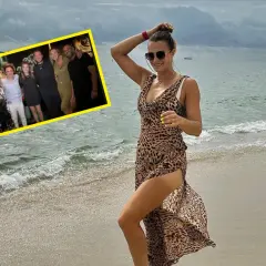 Sabalenka w panterkowej sukience na plaży, obok zdjęcie z przyjaciółmi.