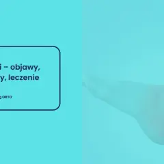Ból nog w kostkach może być uciążliwy. Obrazek przedstawia stopę i tekst o objawach, przyczynach i leczeniu bólu kostki.