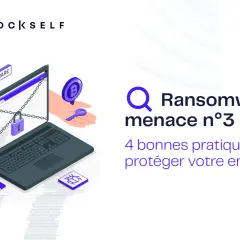 Un ordinateur portable cadenas, une clé et un symbole Bitcoin illustrent la menace du ransomware as a service. 4 bonnes pratiques pour protéger votre entreprise.