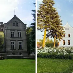 Pałac Mortęgi, dawniej zaniedbany, dziś odzyskał blask. Właściciel zadbał o jego renowację, tworząc piękne otoczenie.
