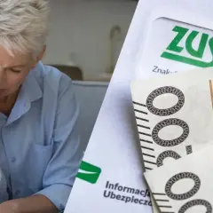 Zmartwiona starsza pani i banknoty 200 zł. Zastanawia się, ile wynosi 13 emerytura.